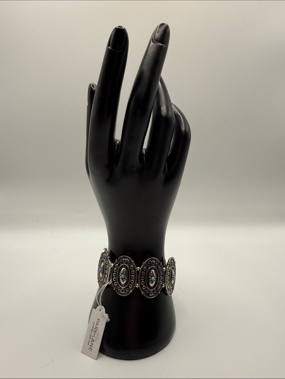 Park Lane Silver-Tone Oval Turquoise Accent Stretch Bracelet - Blue